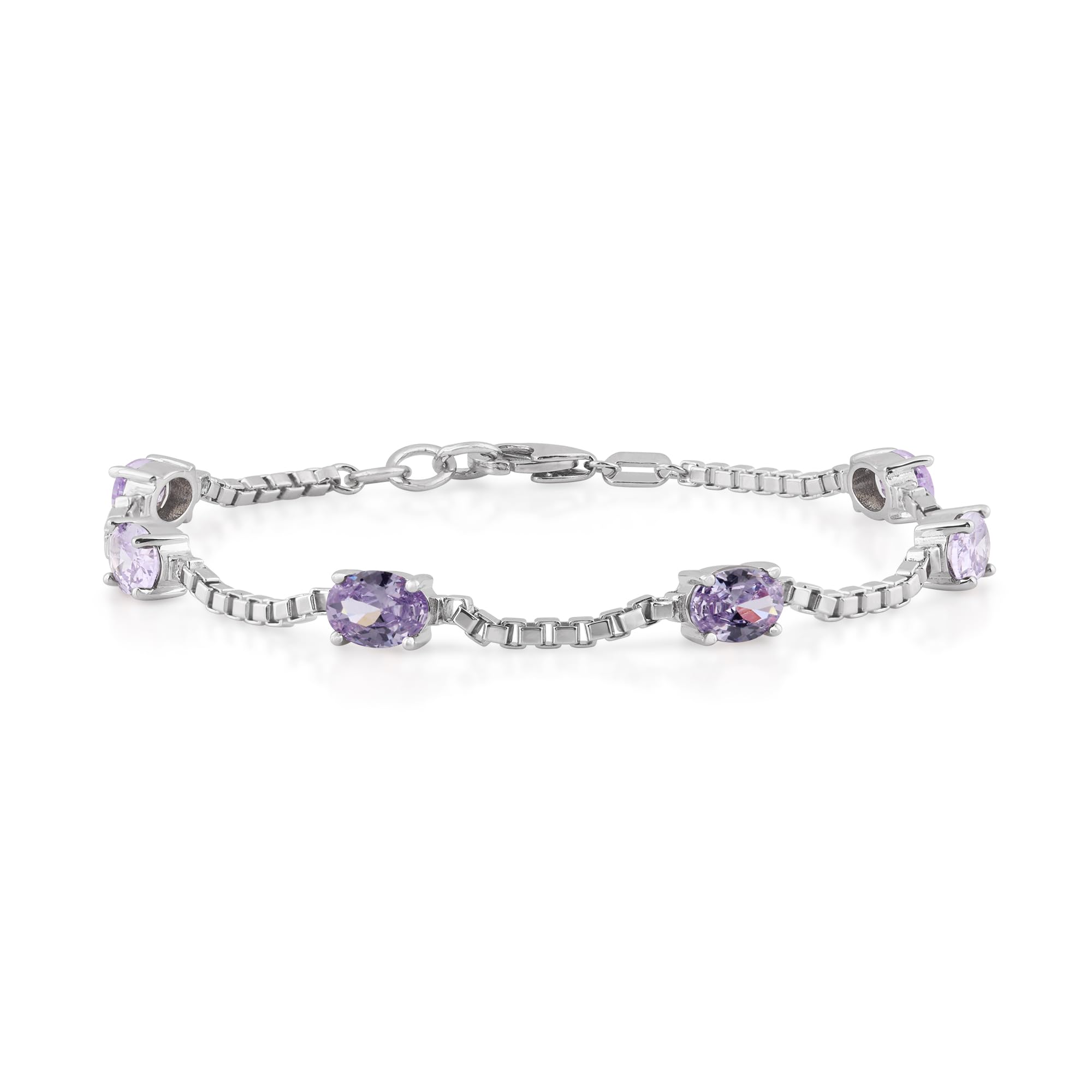 Birthstone Bracelet in Sterling Silver, Oval Cut 5*7mm, 7 Inches with  Garnet Red | Ashley Stewart