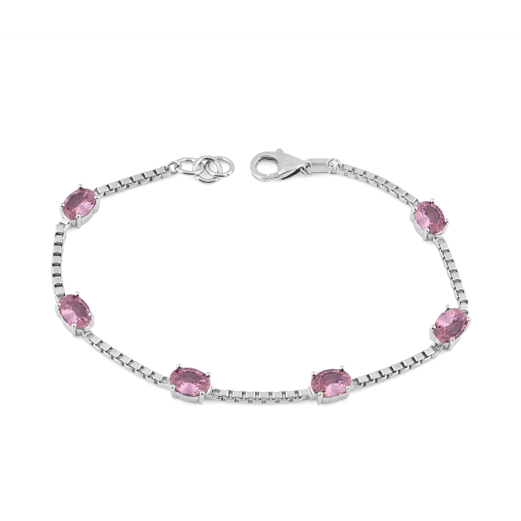 Birthstone Bracelet in Sterling Silver, Oval Cut 5*7mm, 7 Inches with  Garnet Red | Ashley Stewart