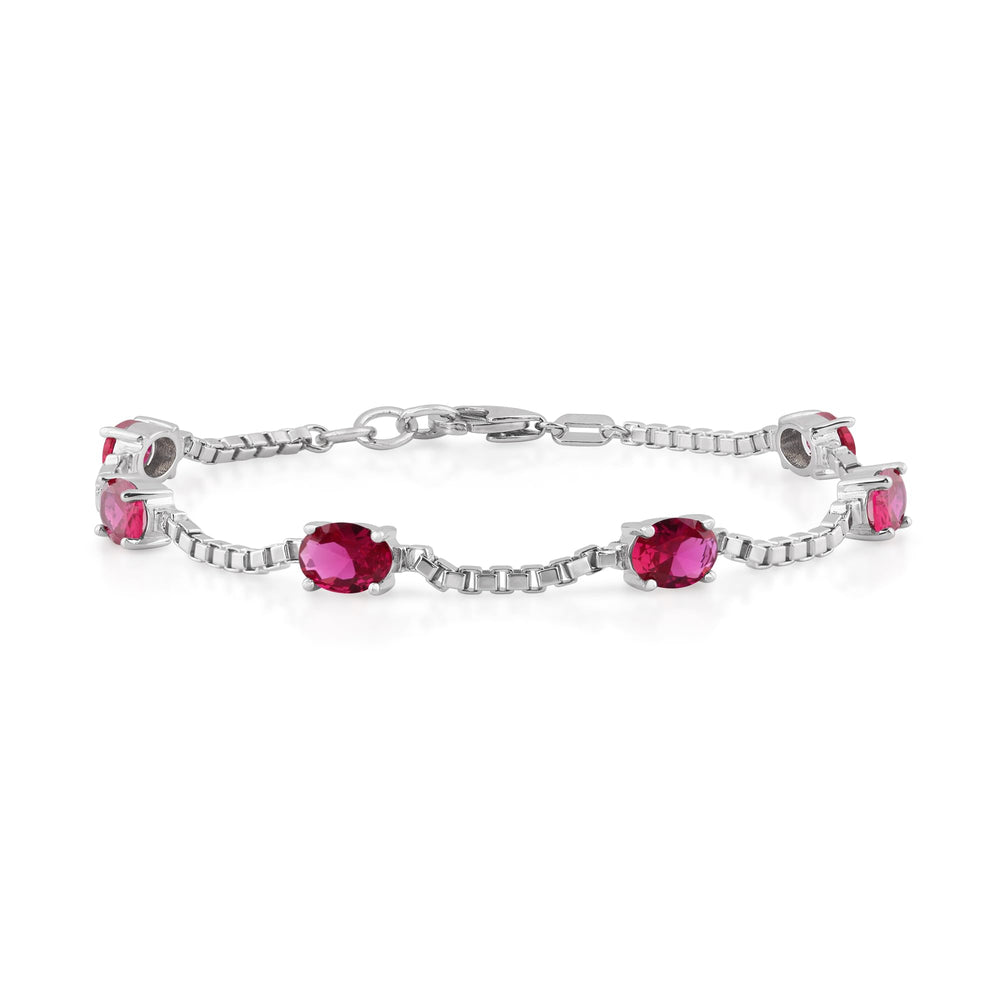 Birthstone Bracelet in Sterling Silver, Oval Cut 5*7mm, 7 Inches with  Garnet Red | Ashley Stewart