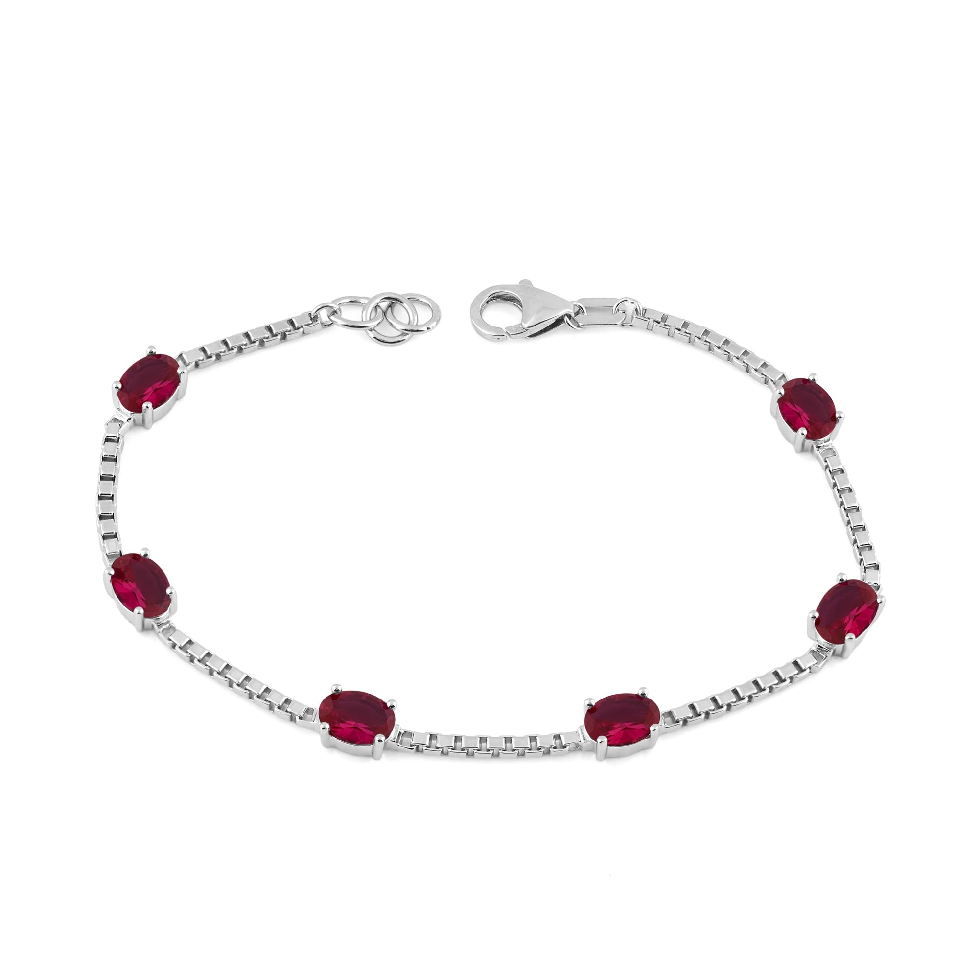 Birthstone Bracelet in Sterling Silver, Oval Cut 5*7mm, 7 Inches with  Garnet Red | Ashley Stewart