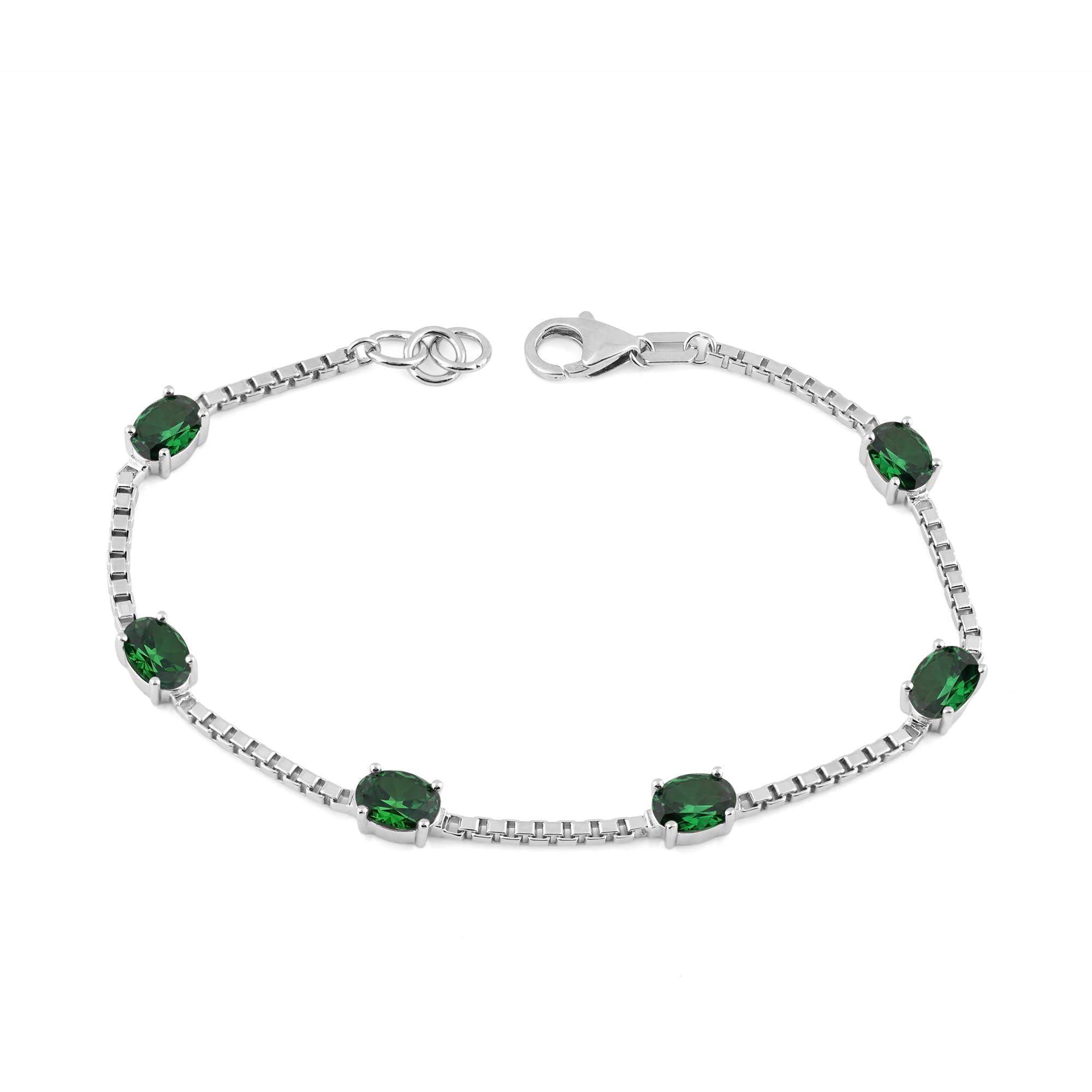 Birthstone Bracelet in Sterling Silver, Oval Cut 5*7mm, 7 Inches with  Garnet Red | Ashley Stewart