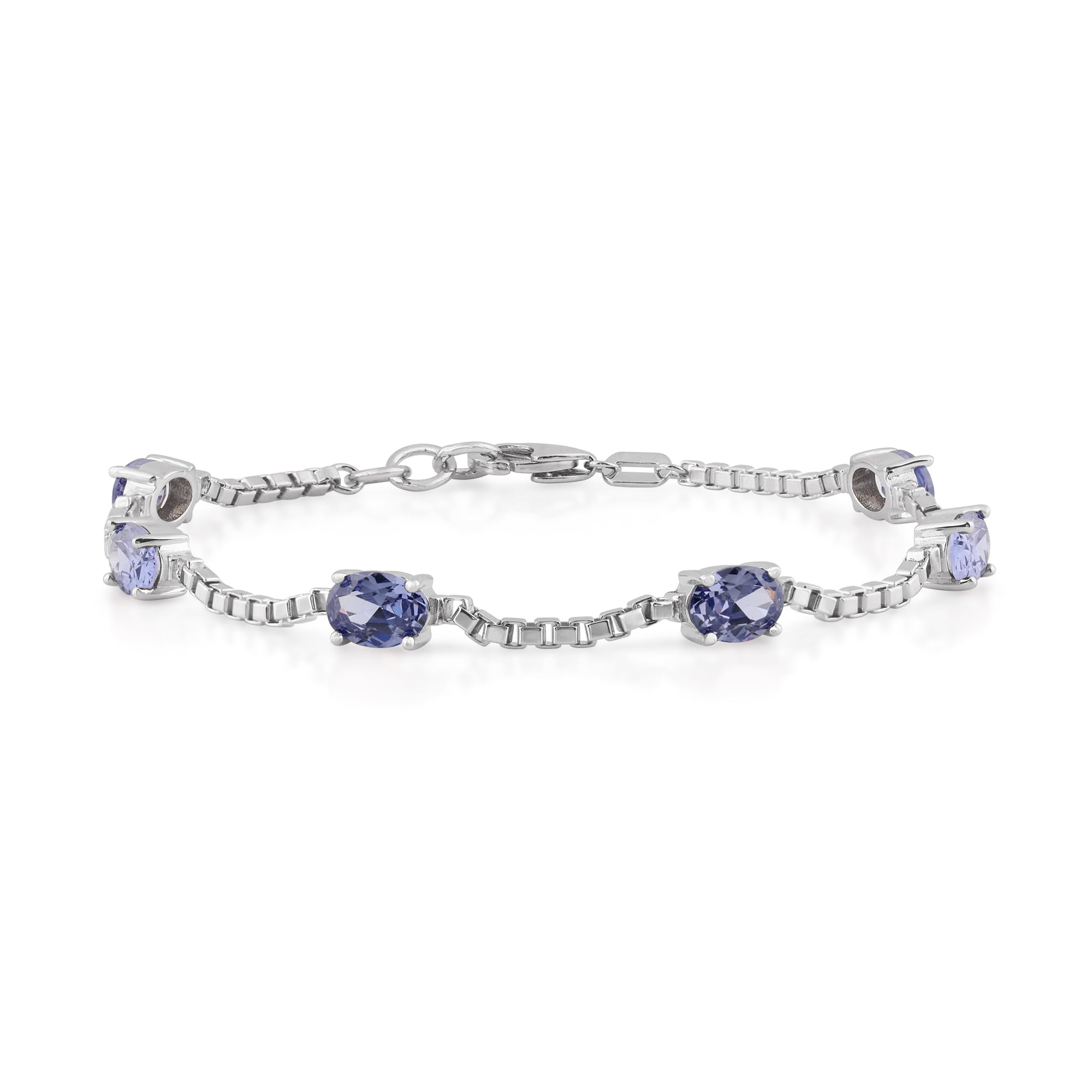 Birthstone Bracelet in Sterling Silver, Oval Cut 5*7mm, 7 Inches with  Garnet Red | Ashley Stewart