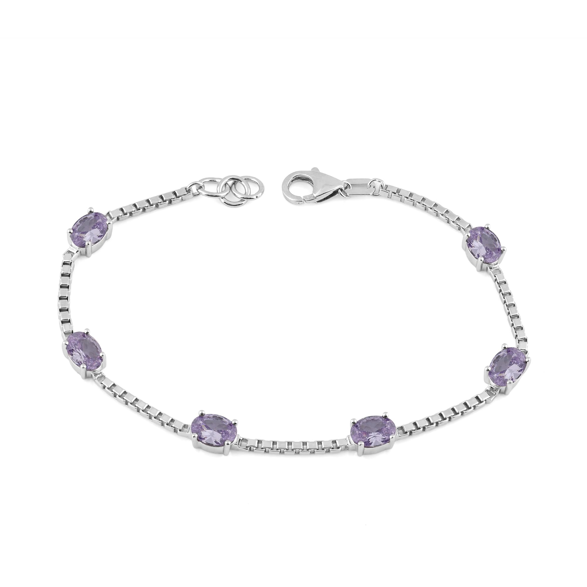 Birthstone Bracelet in Sterling Silver, Oval Cut 5*7mm, 7 Inches with  Garnet Red | Ashley Stewart