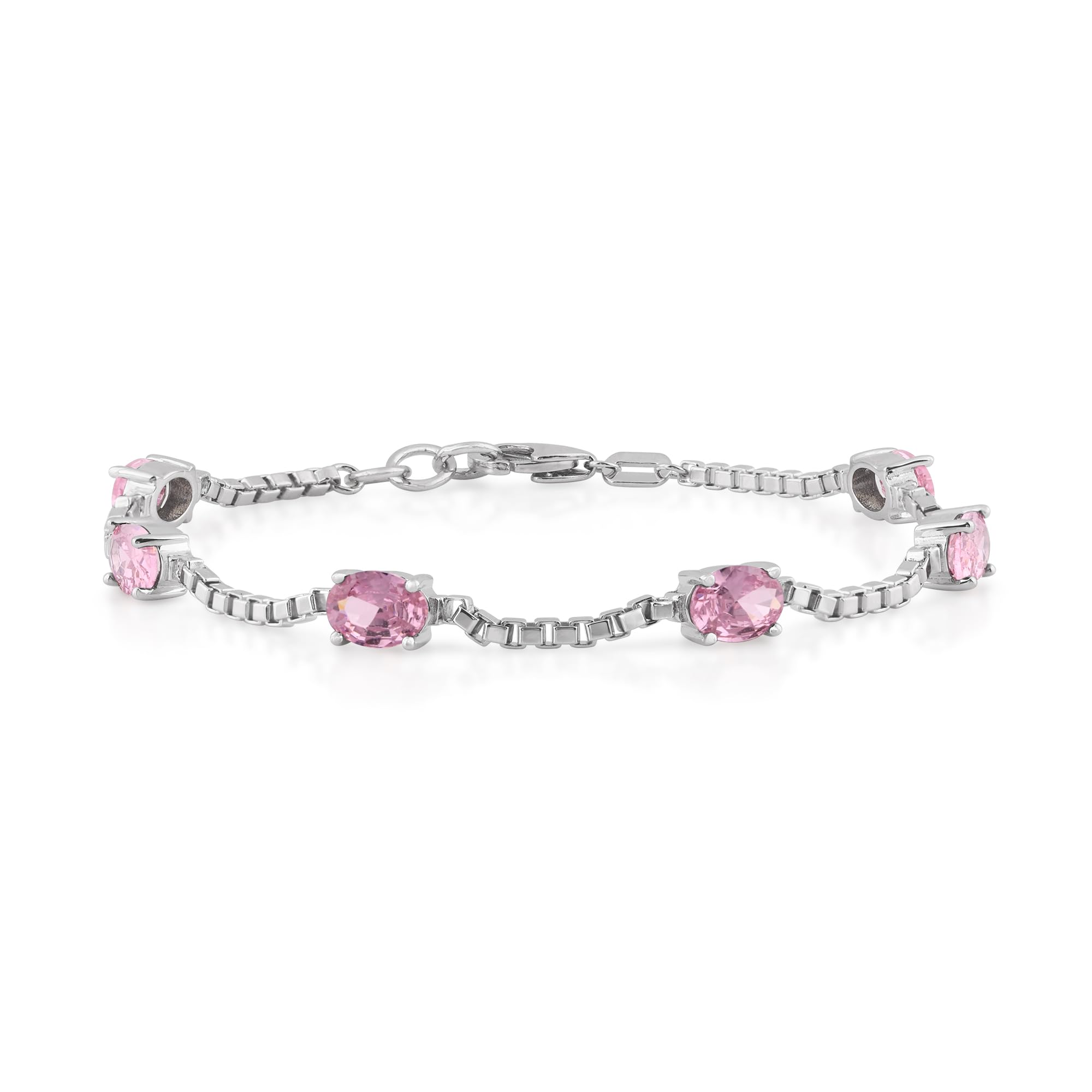 Birthstone Bracelet in Sterling Silver, Oval Cut 5*7mm, 7 Inches with  Garnet Red | Ashley Stewart