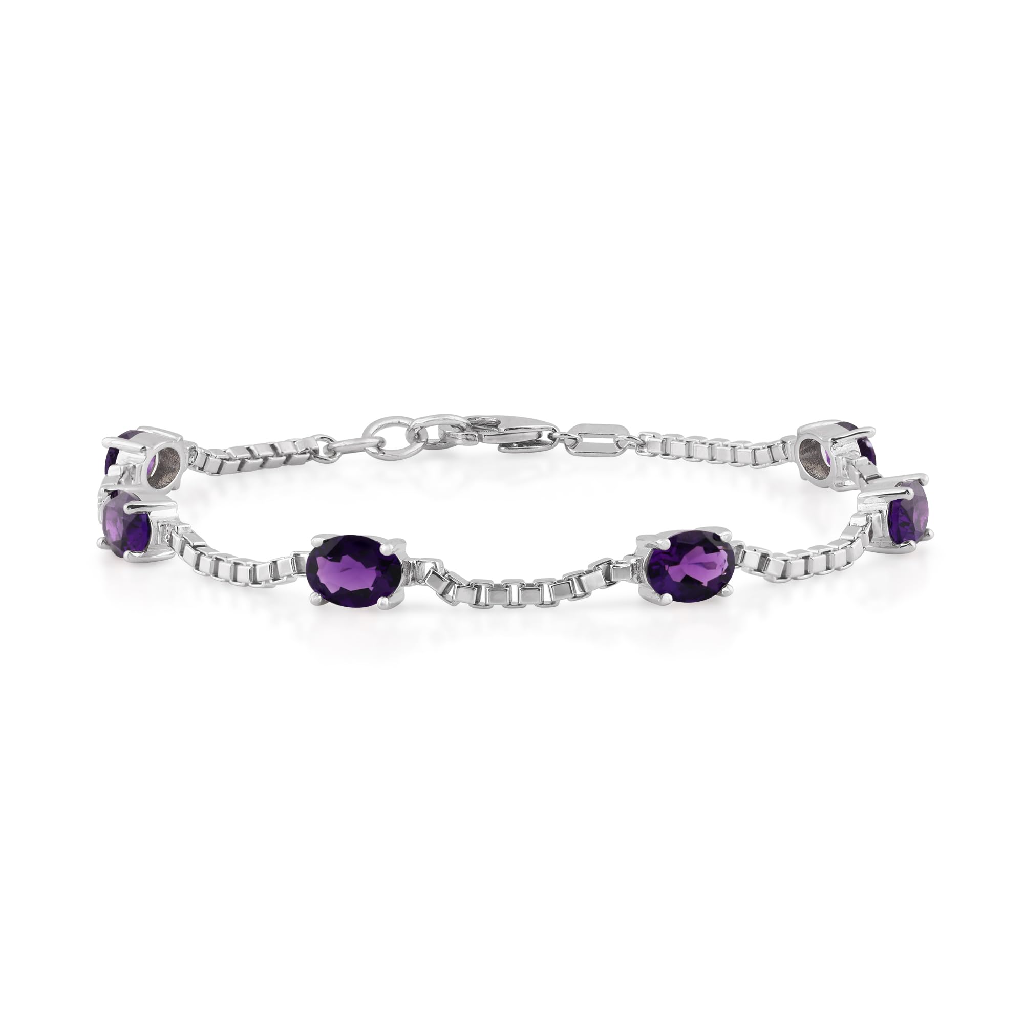 Birthstone Bracelet in Sterling Silver, Oval Cut 5*7mm, 7 Inches with  Garnet Red | Ashley Stewart