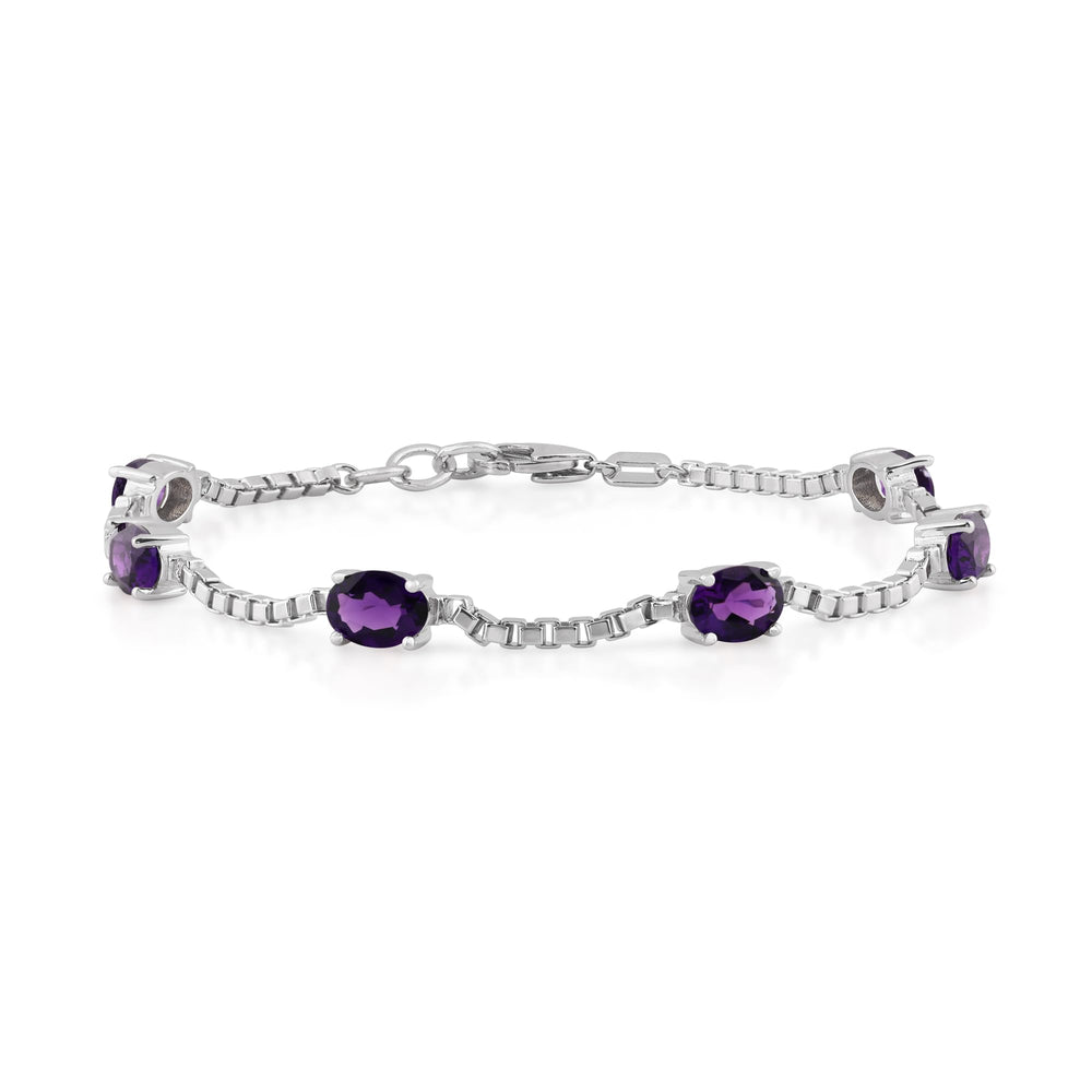 Birthstone Bracelet in Sterling Silver, Oval Cut 5*7mm, 7 Inches with  Garnet Red | Ashley Stewart