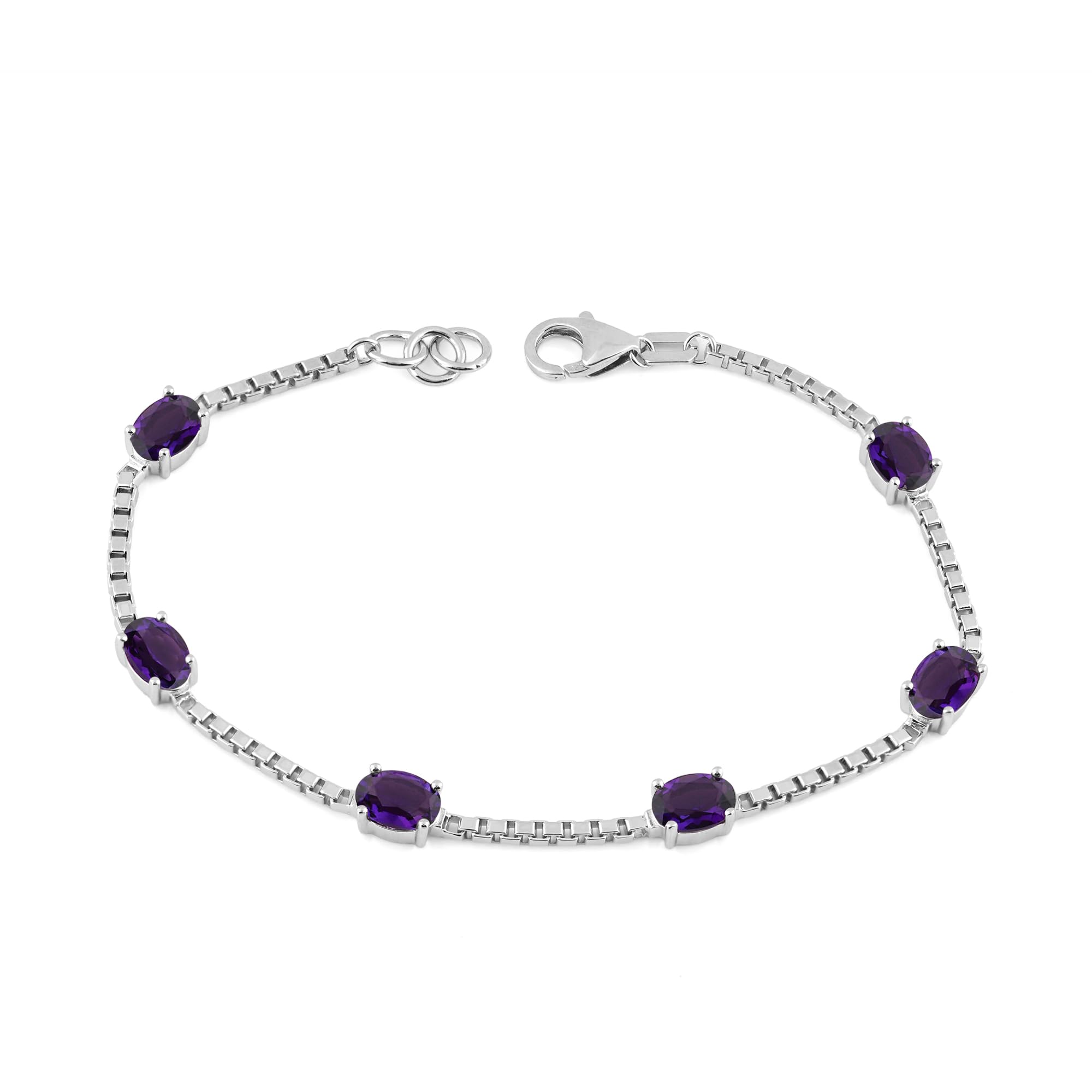 Birthstone Bracelet in Sterling Silver, Oval Cut 5*7mm, 7 Inches with  Garnet Red | Ashley Stewart