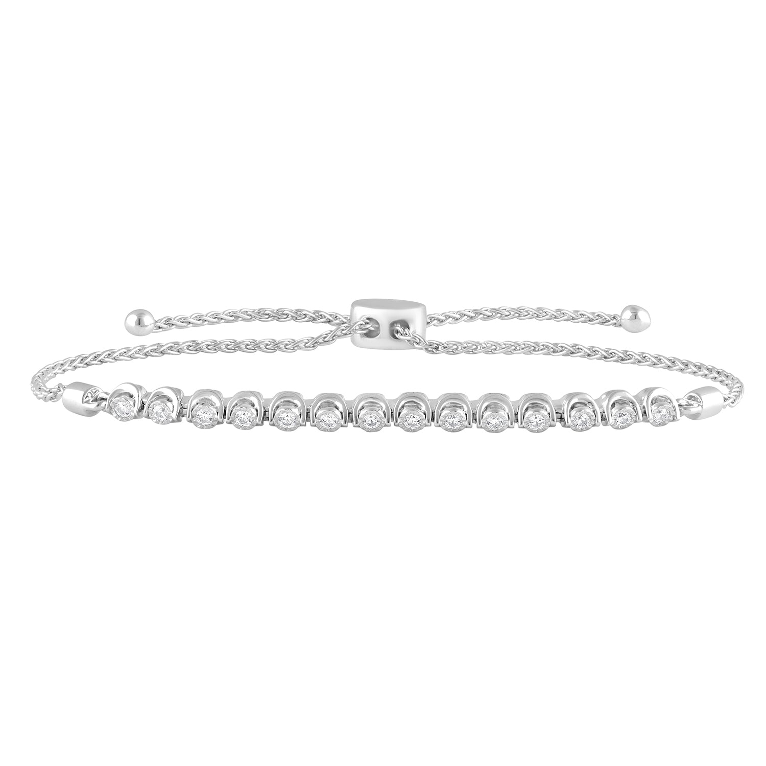 0.25 Carat Sterling Silver Lab Grown Diamond Bolo Bracelet  | Ashley Stewart