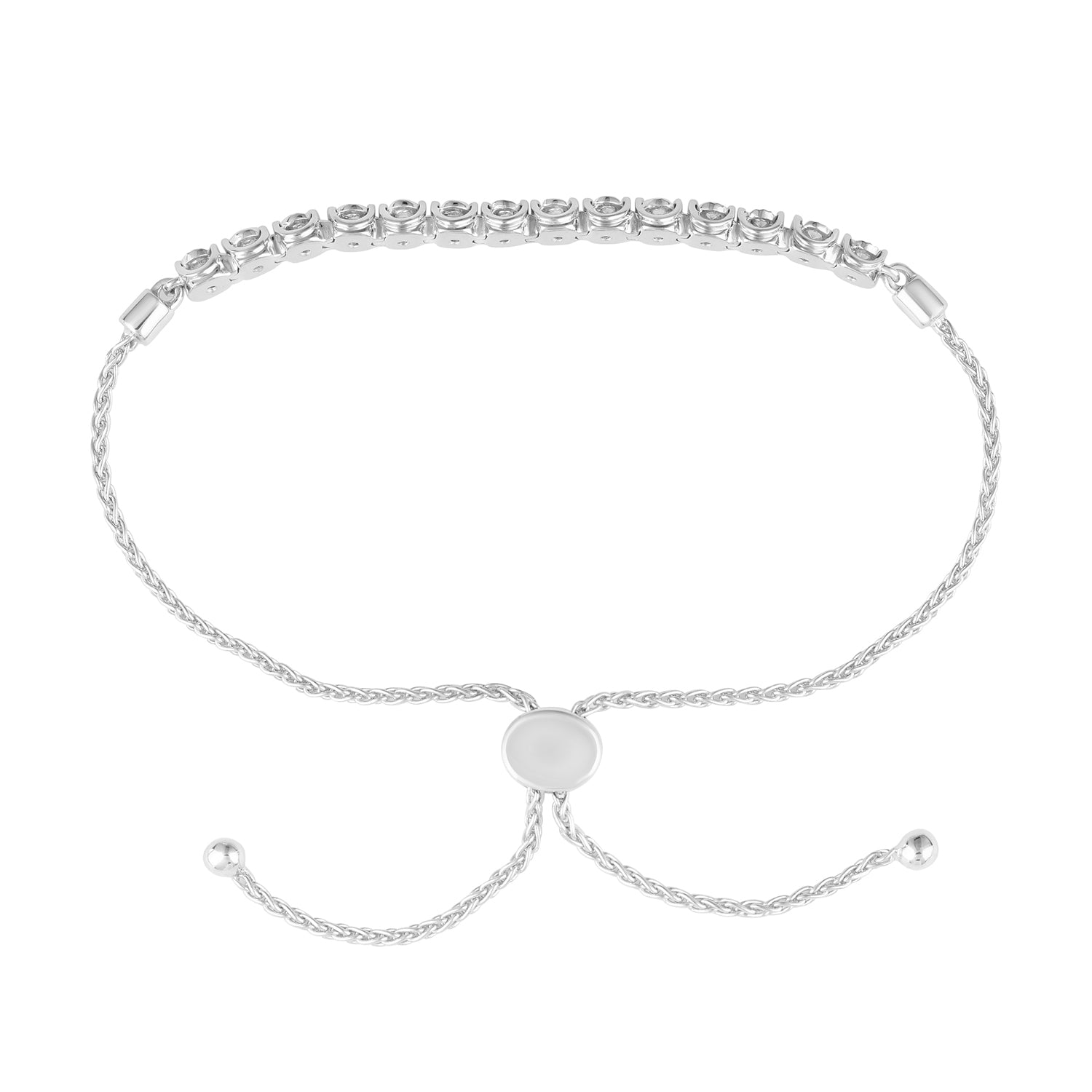 0.25 Carat Sterling Silver Lab Grown Diamond Bolo Bracelet  | Ashley Stewart