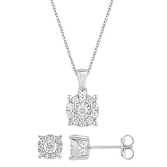 0.50 Carat Lab Grown Diamond Halo Necklace Set  | Ashley Stewart