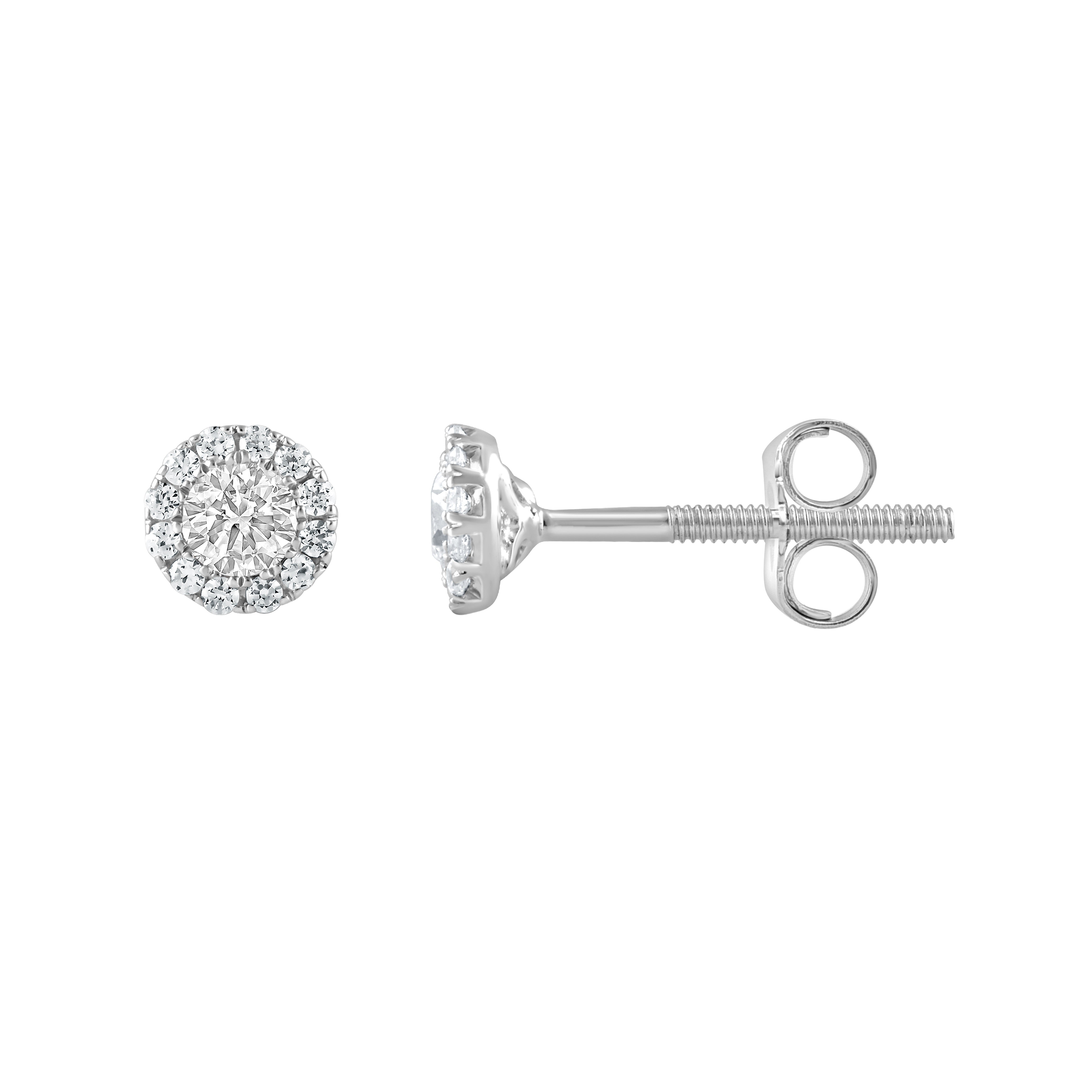 0.50 Carat Lab Grown Sterling Silver Diamond Halo Necklace And Earring  | Ashley Stewart