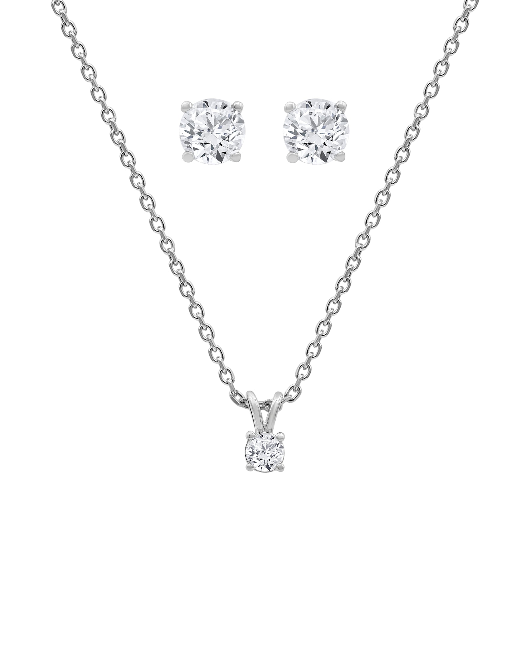 0.50 Carat Lab Grown Round Cut Solitaire Diamond Necklace Set  | Ashley Stewart