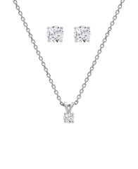0.50 Carat Lab Grown Round Cut Solitaire Diamond Necklace Set  | Ashley Stewart