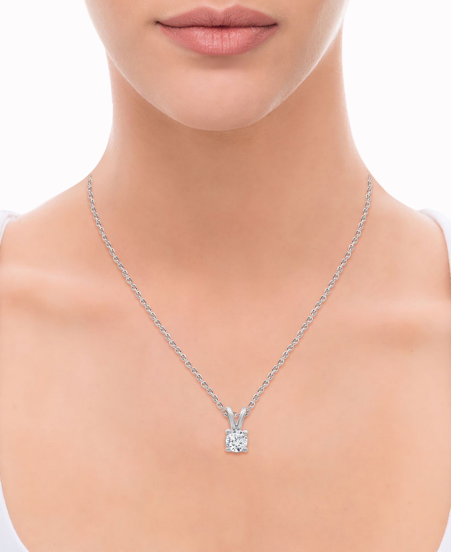 0.50 Carat Lab Grown Round Cut Solitaire Diamond Necklace Set  | Ashley Stewart