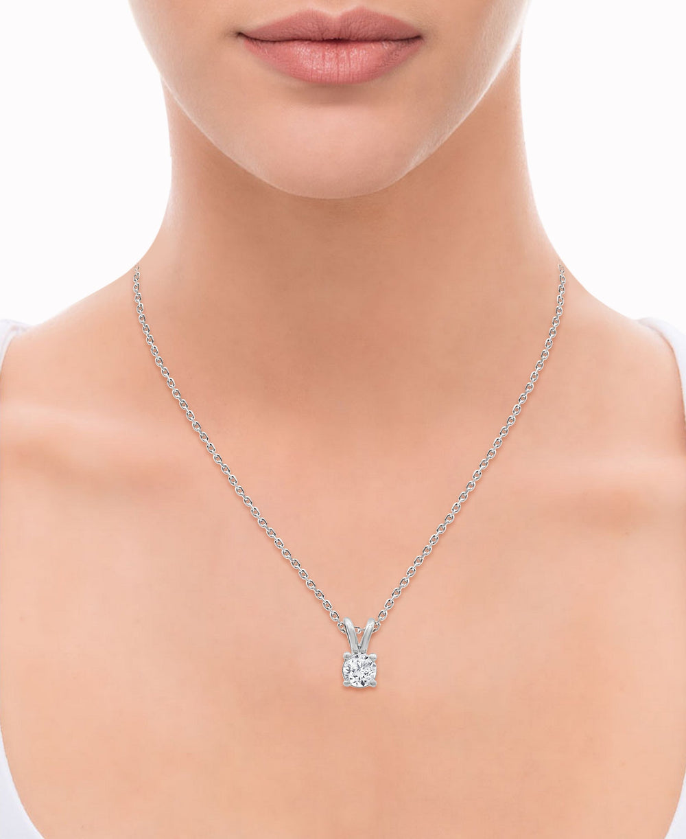 0.50 Carat Lab Grown Round Cut Solitaire Diamond Necklace Set  | Ashley Stewart