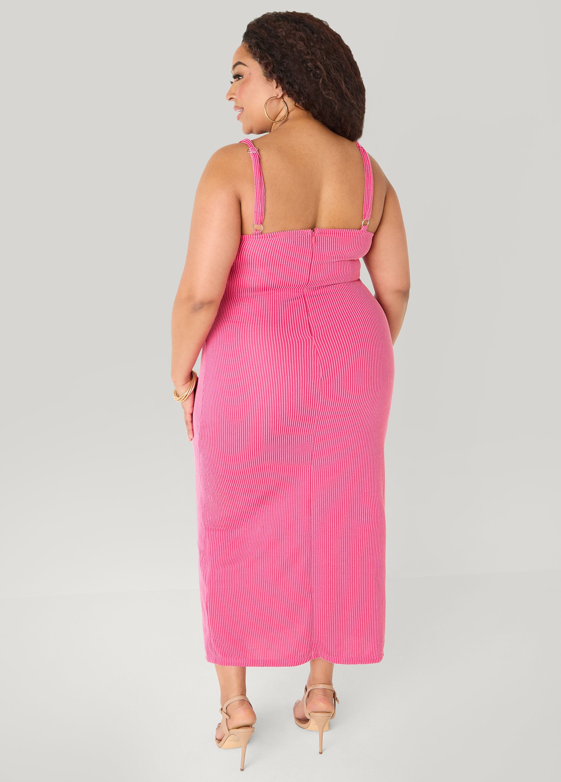 Ribbed Maxi Bodycon Dress Raspberry Radiance | Ashley Stewart