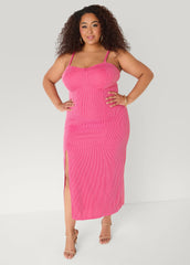 Ribbed Maxi Bodycon Dress Raspberry Radiance | Ashley Stewart