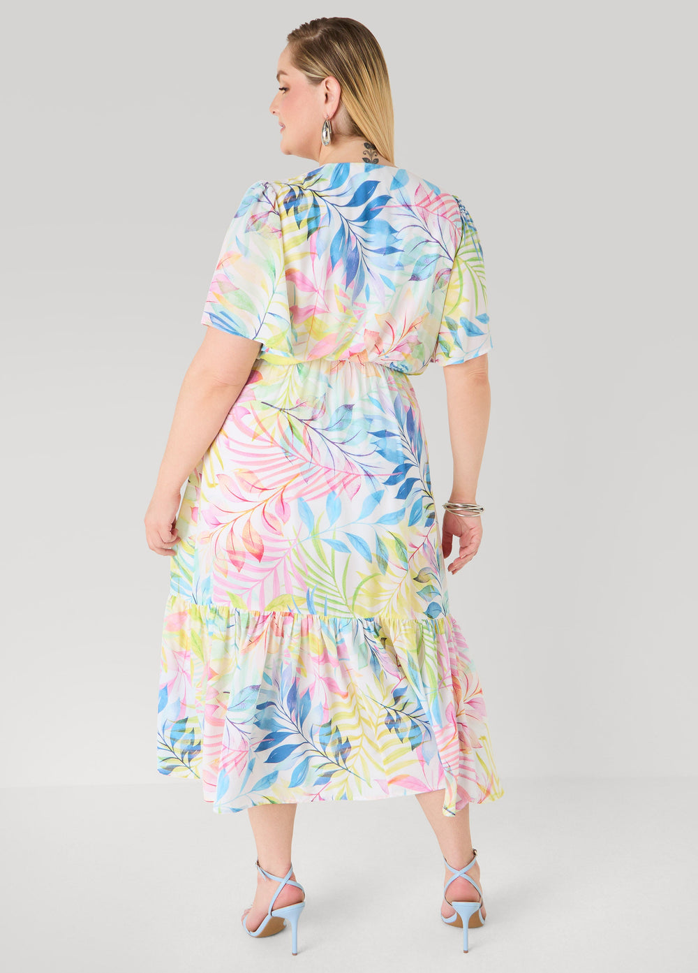 Tall Faux Wrap Watercolor Floral Dress Multi | Ashley Stewart
