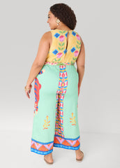 Cropped Floral Print Jumpsuit Multi | Ashley Stewart