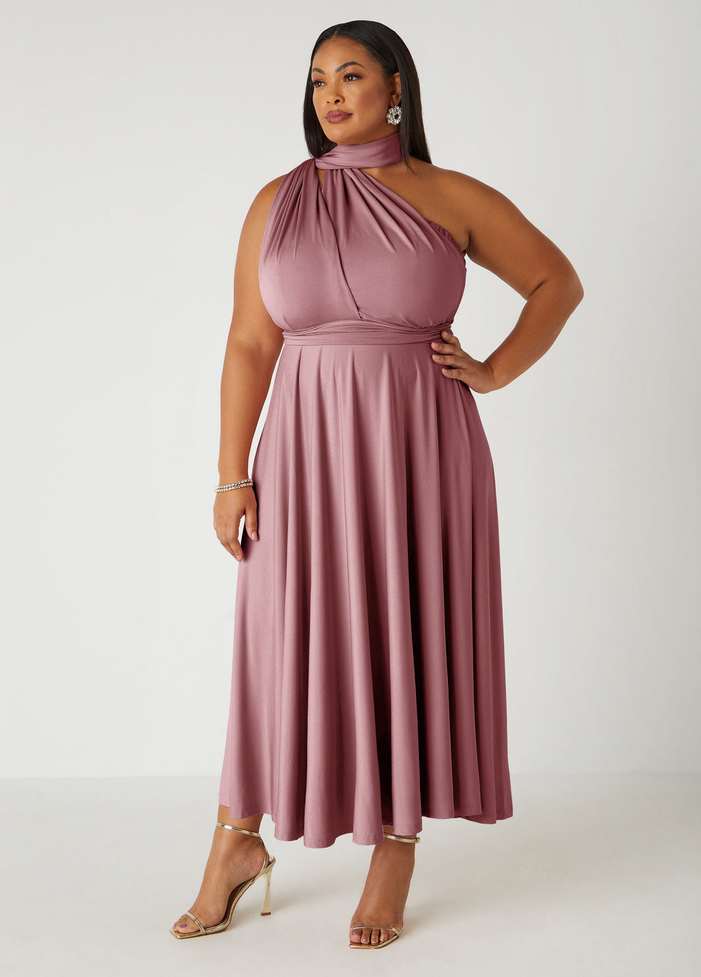 Convertible Multi Way Maxi Dress Blush | Ashley Stewart