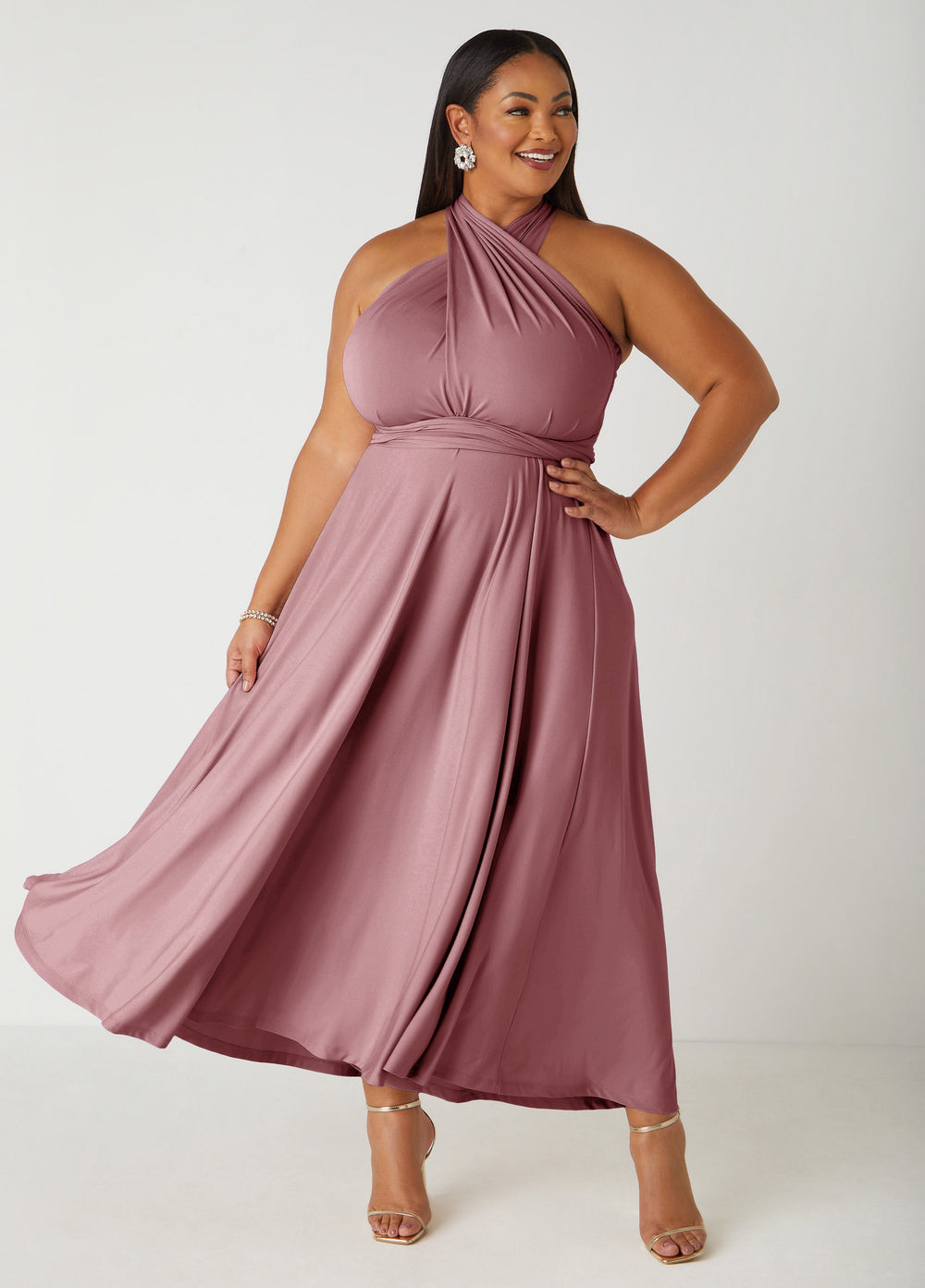 Convertible Multi Way Maxi Dress Blush | Ashley Stewart