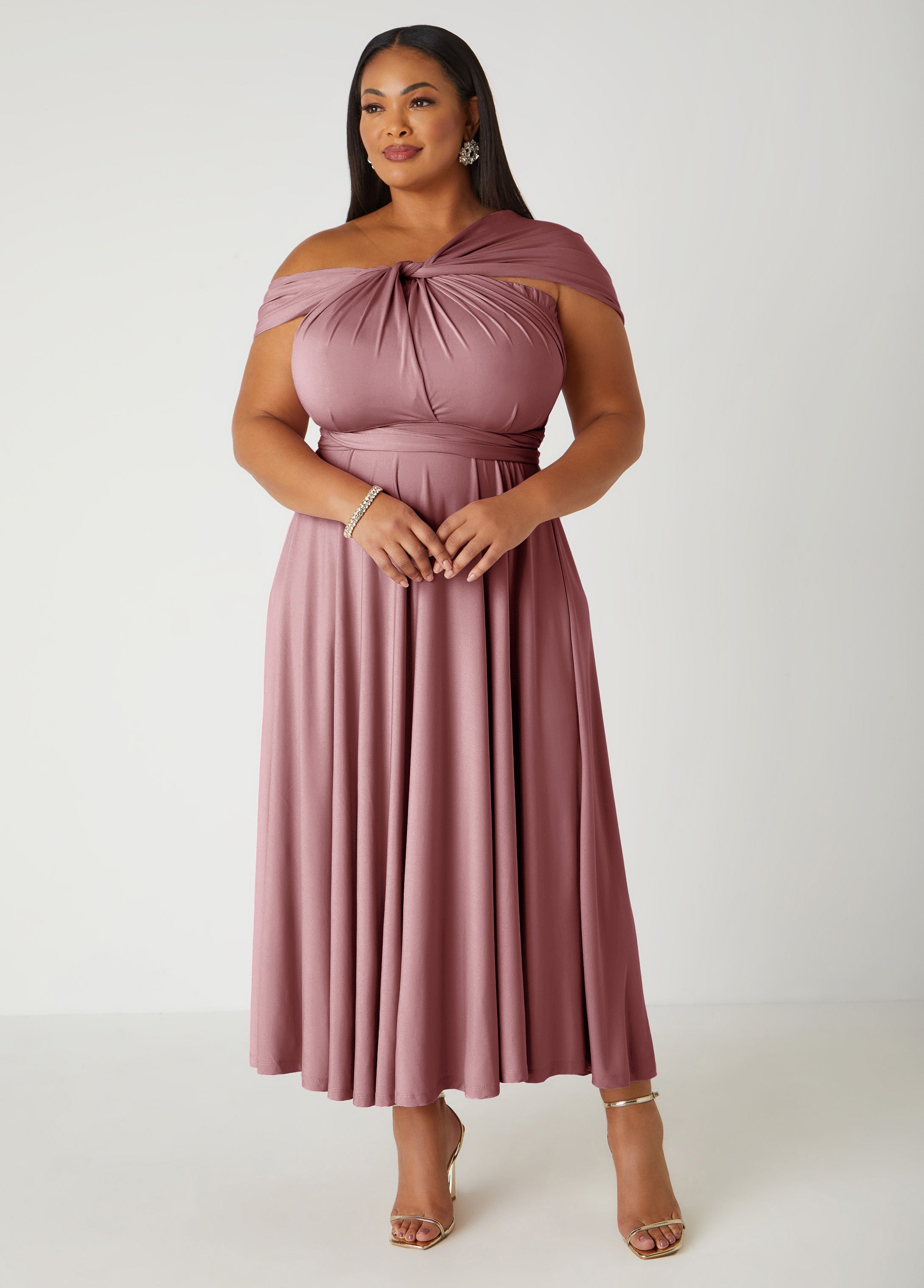Convertible Multi Way Maxi Dress Blush | Ashley Stewart