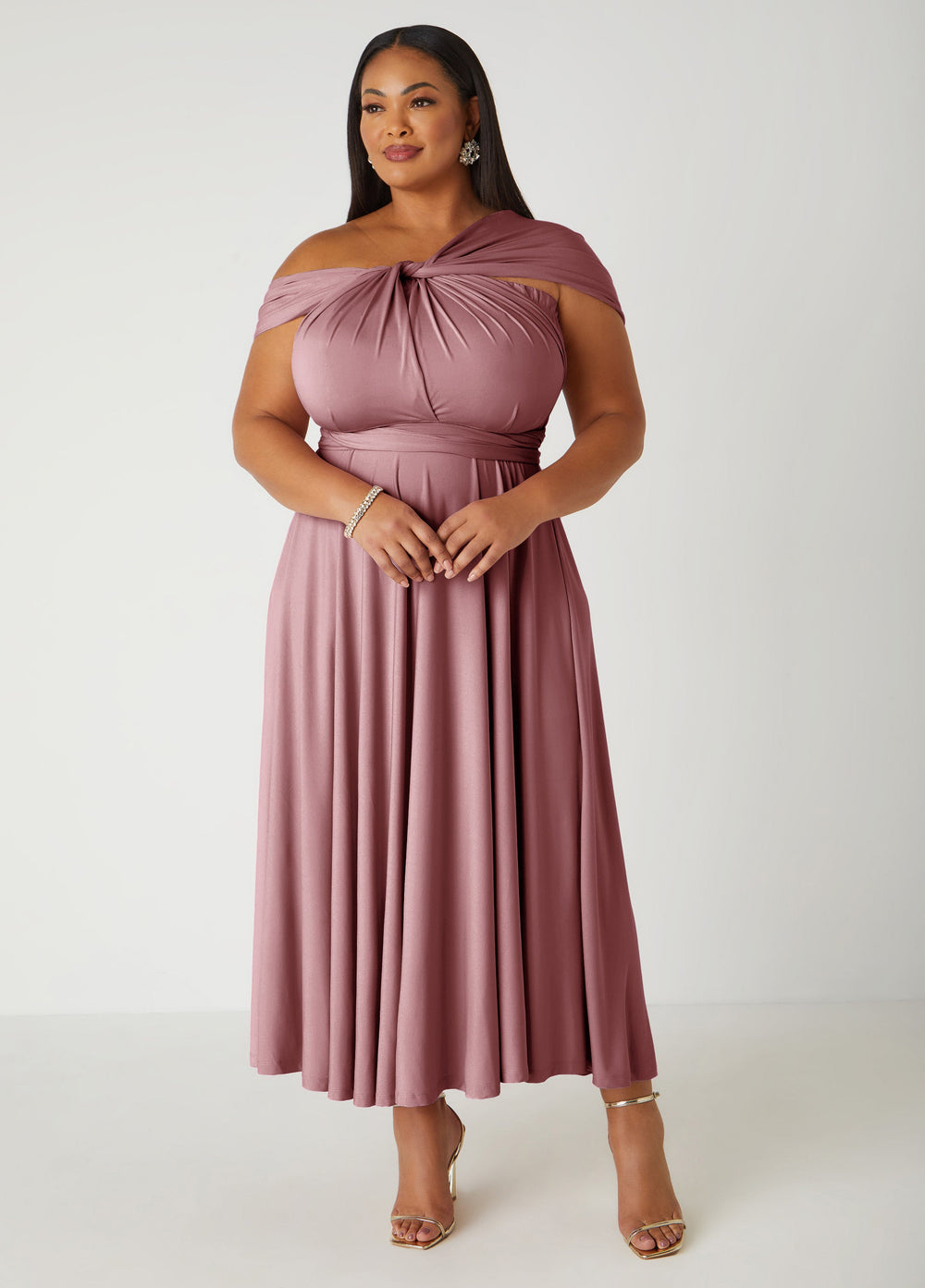 Convertible Multi Way Maxi Dress Blush | Ashley Stewart