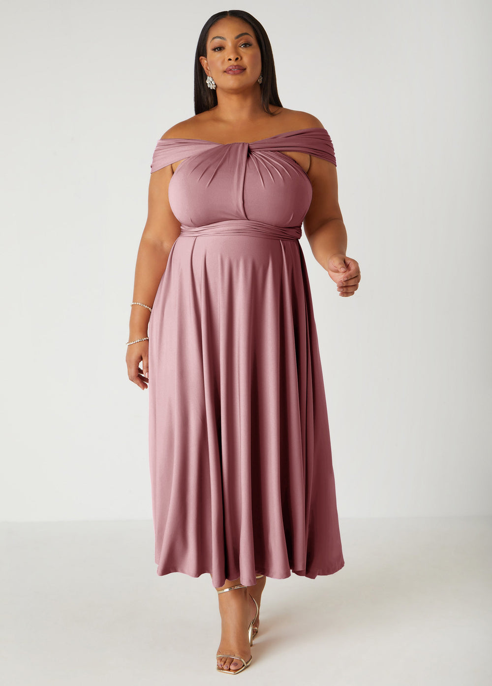 Convertible Multi Way Maxi Dress Blush | Ashley Stewart