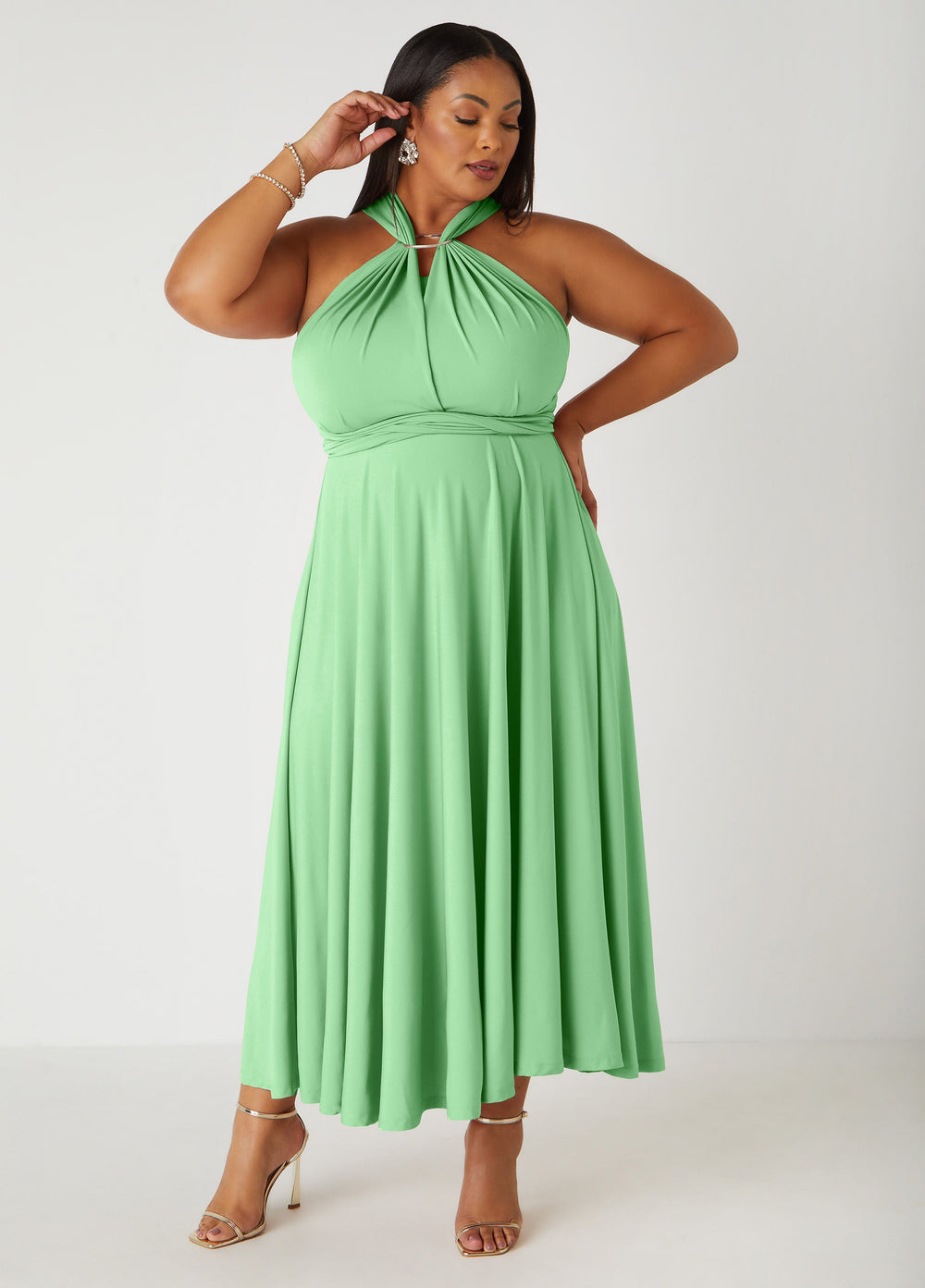 Convertible Multi Way Dress Green | Ashley Stewart