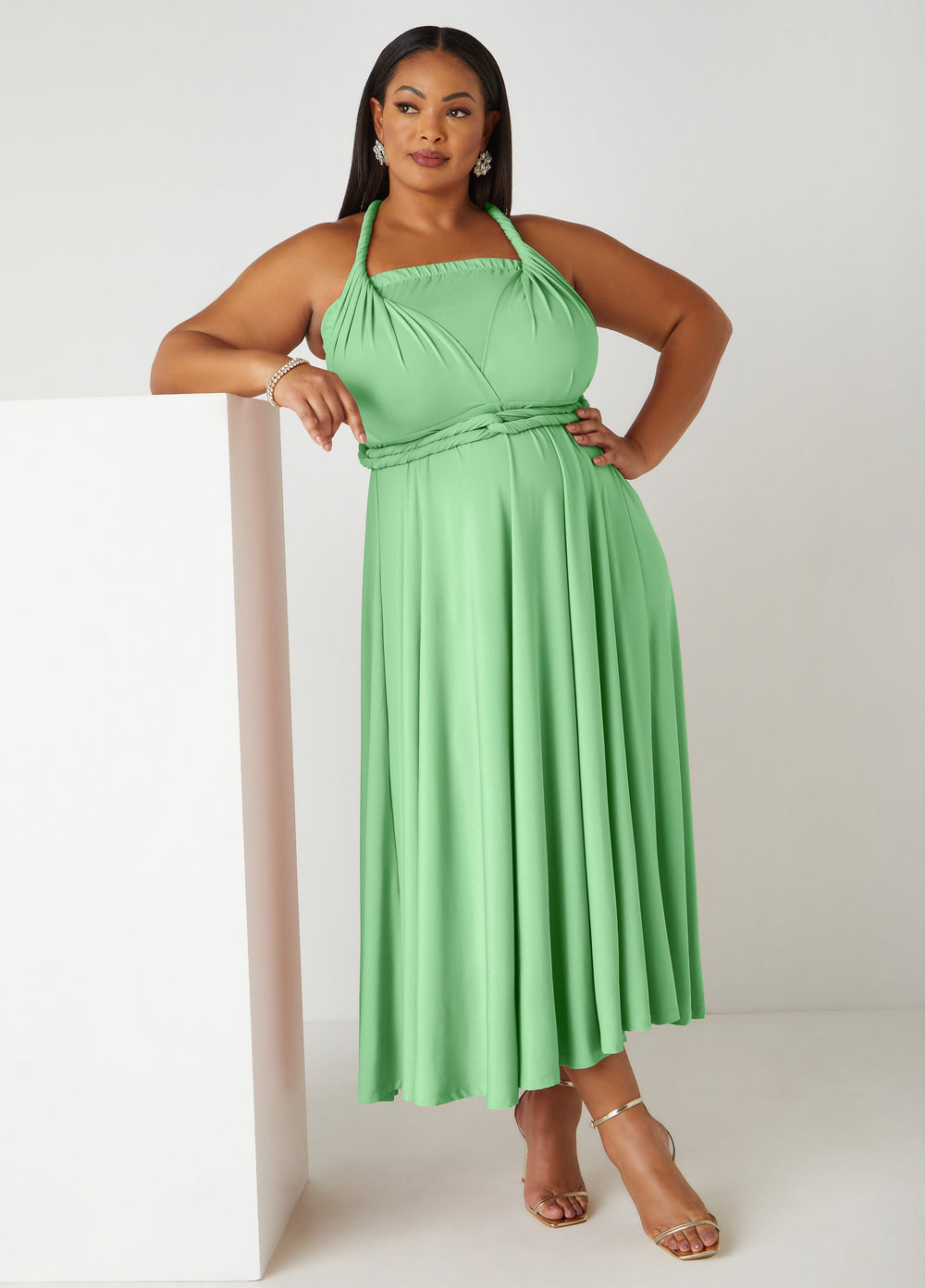 Convertible Multi Way Dress Green | Ashley Stewart