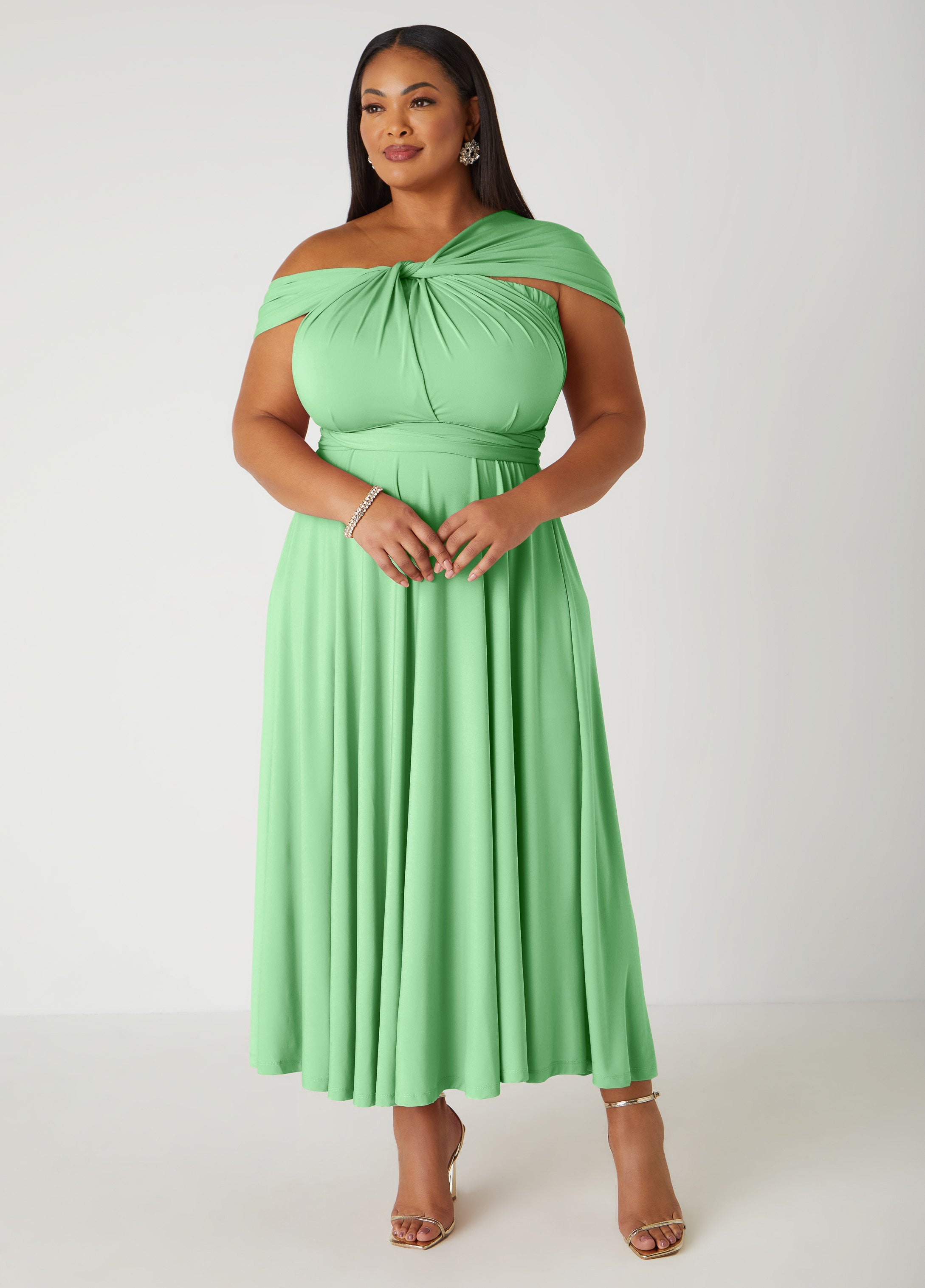 Convertible Multi Way Dress Green | Ashley Stewart