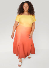Tall Ombre Off The Shoulder Maxi Dress Persimmon Orange | Ashley Stewart