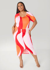 Ruched Swirl Print Maxi Dress Multi | Ashley Stewart