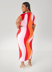 Ruched Swirl Print Maxi Dress Multi | Ashley Stewart