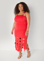 Cutout Embellished Bodycon Dress Poinsettia | Ashley Stewart