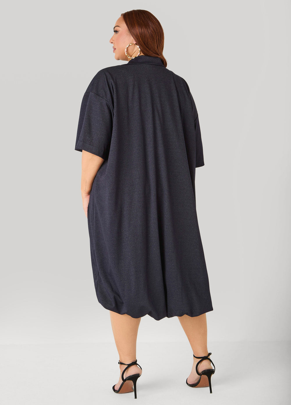 Denim Hi Low Bubble Dress Dk Rinse | Ashley Stewart