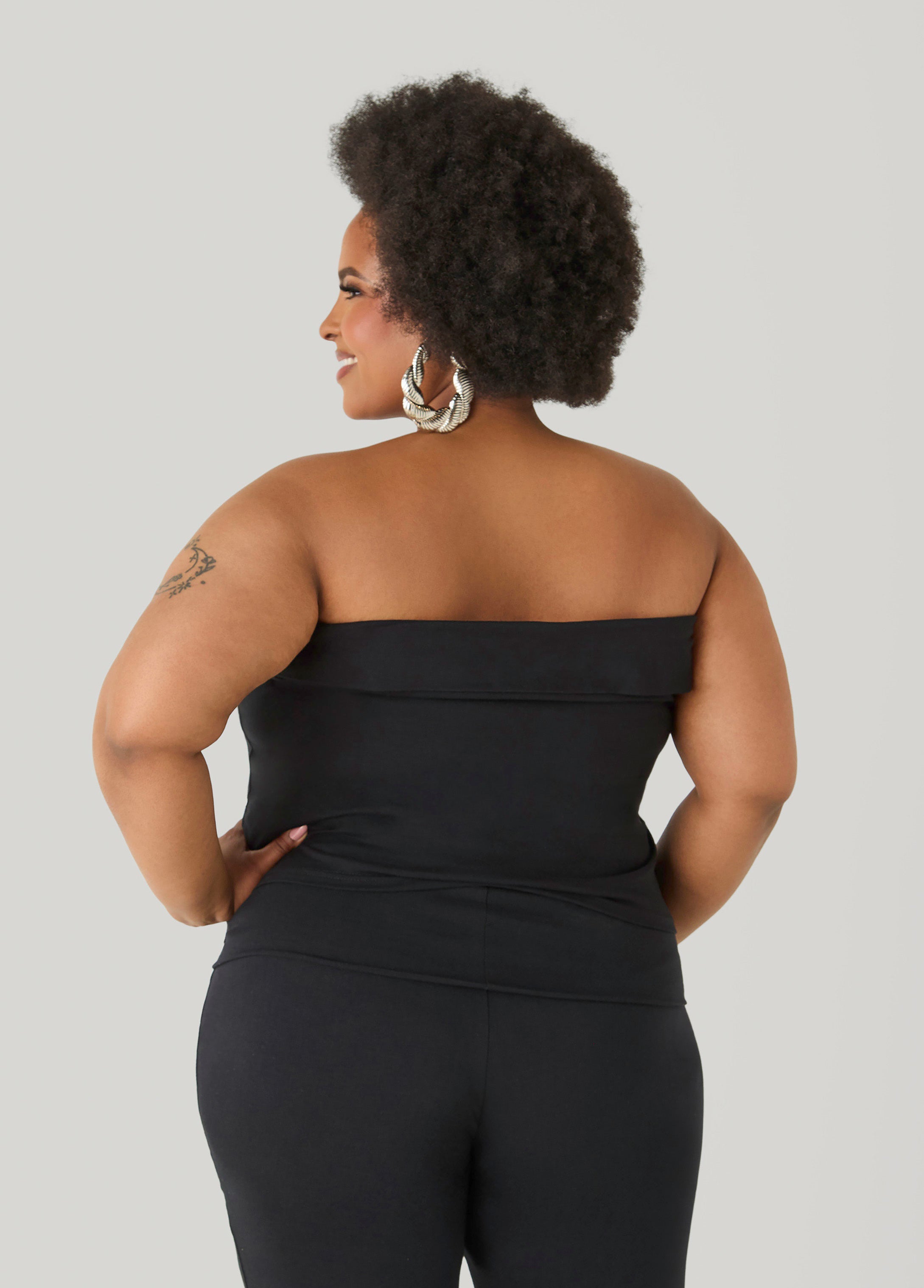 Foldover Tube Top Heather Grey | Ashley Stewart