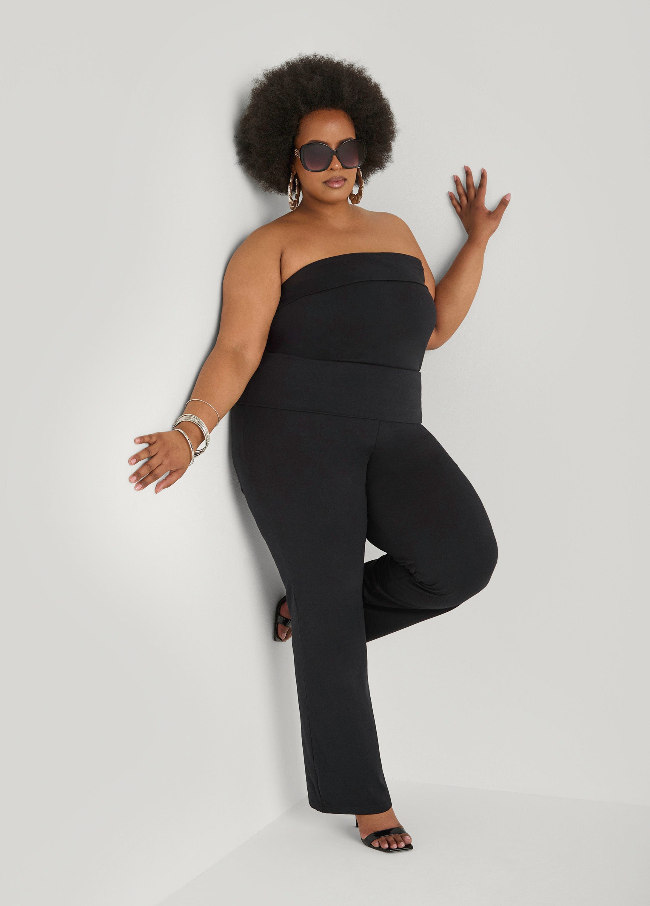 Foldover Tube Top Heather Grey | Ashley Stewart