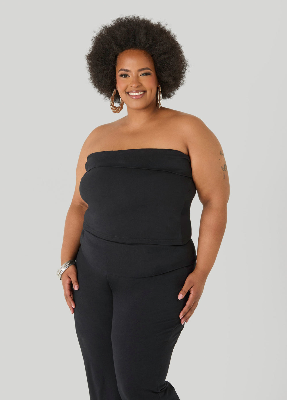 Foldover Tube Top Heather Grey | Ashley Stewart