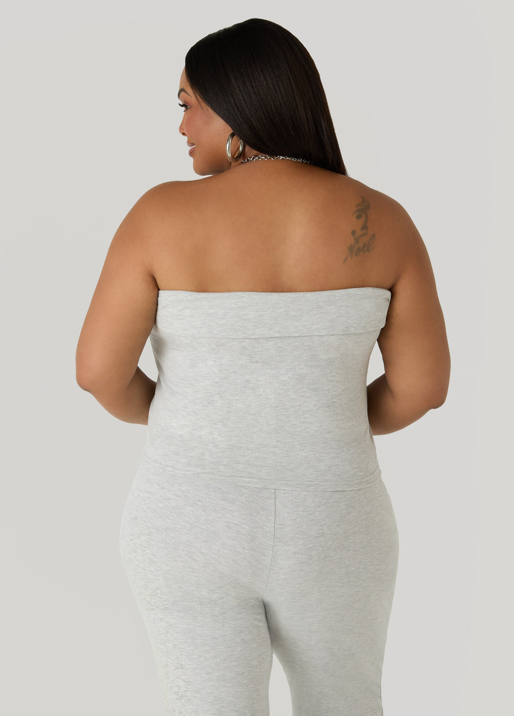 Foldover Tube Top Heather Grey | Ashley Stewart