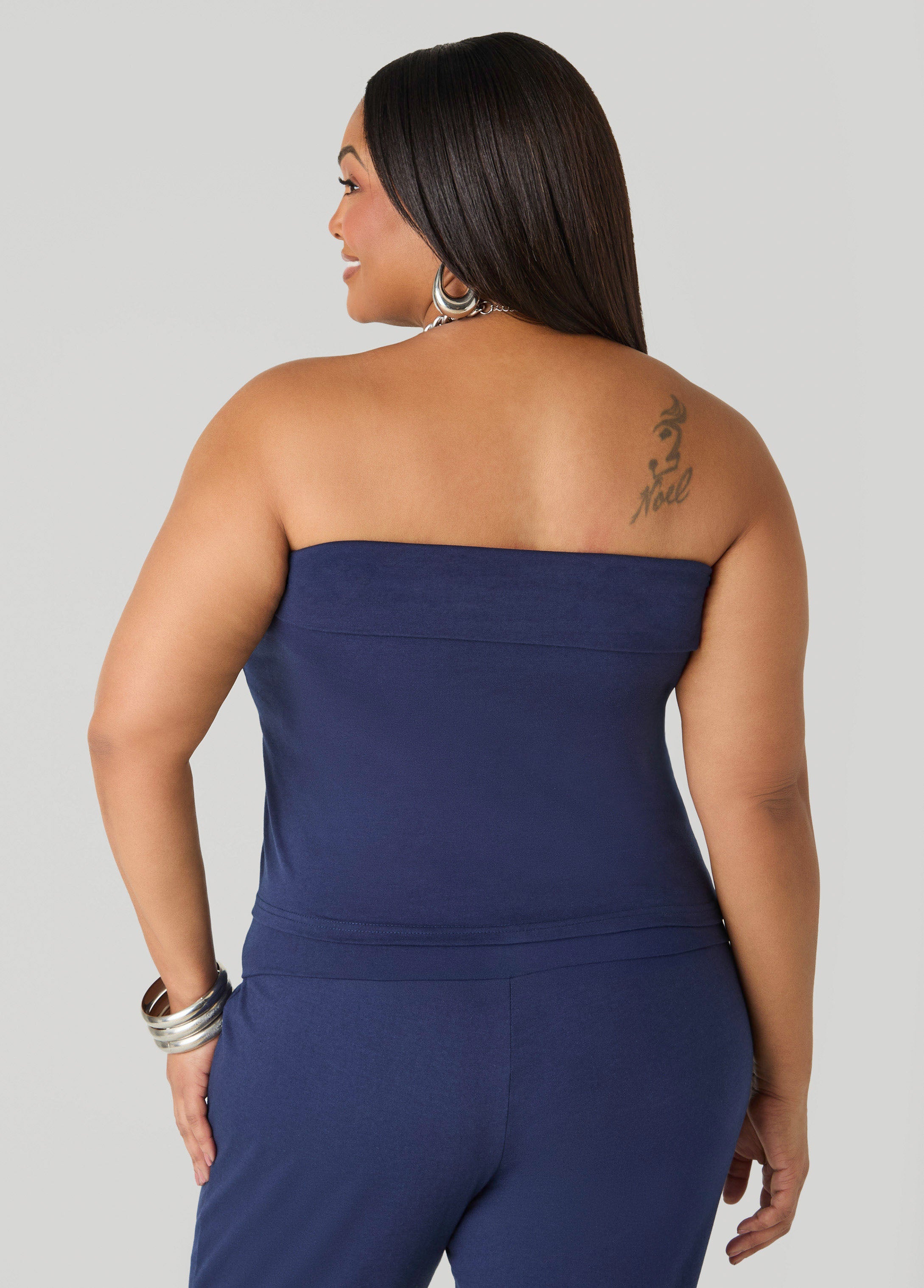 Foldover Tube Top Heather Grey | Ashley Stewart
