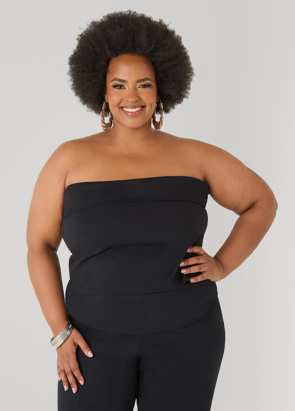 Foldover Tube Top Heather Grey | Ashley Stewart