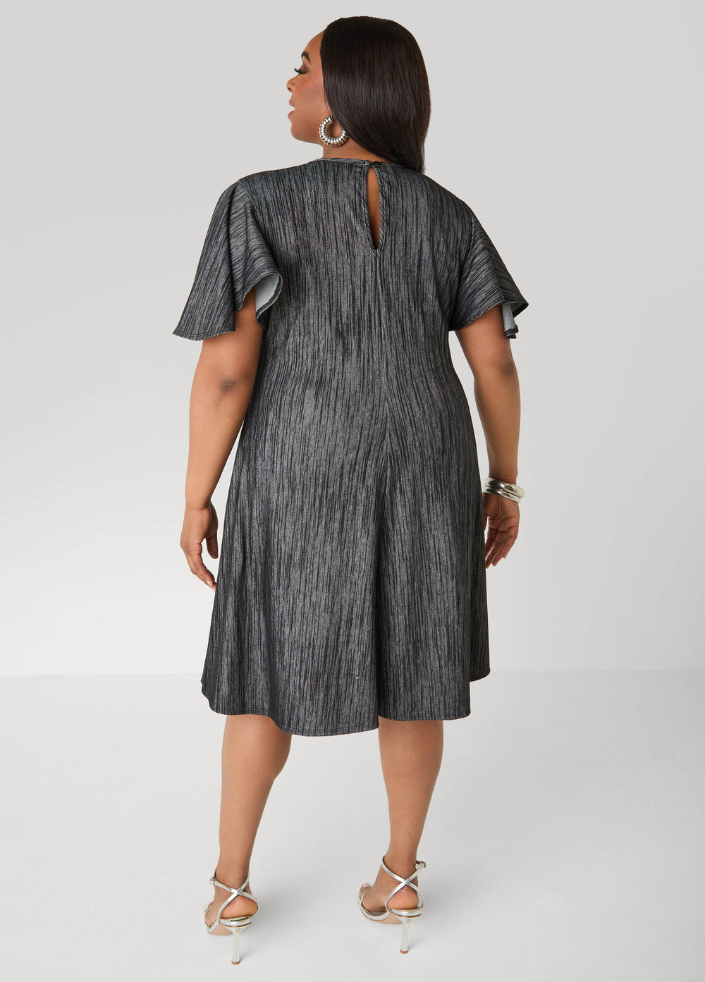 Cutout Textured Denim A Line Dress Denim | Ashley Stewart