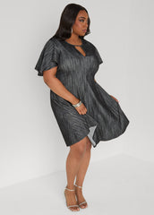 Cutout Textured Denim A Line Dress Denim | Ashley Stewart