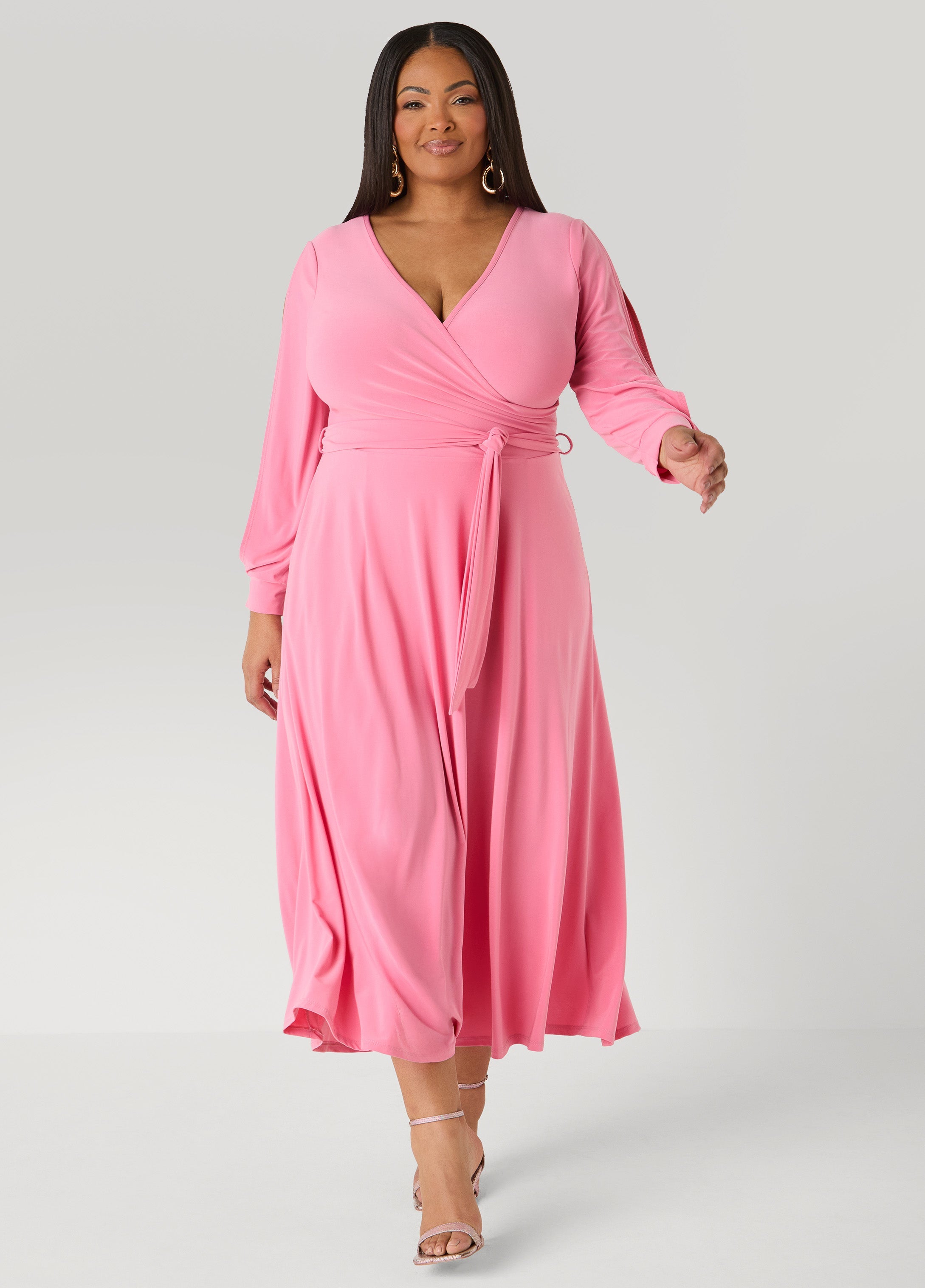 Tall Split Sleeve A Line Maxi Dress Macaw Green | Ashley Stewart