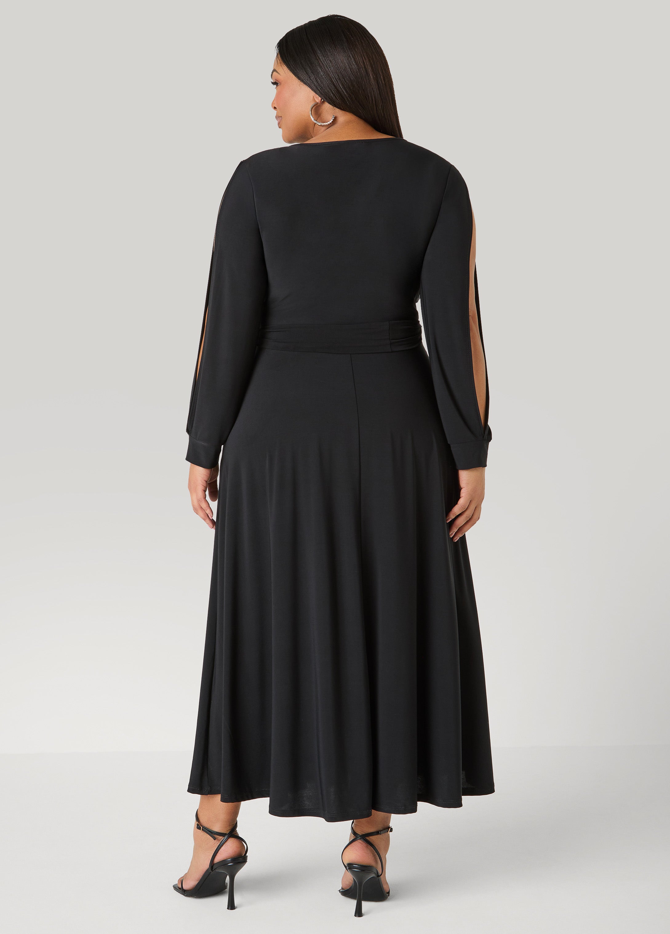 Tall Split Sleeve A Line Maxi Dress Macaw Green | Ashley Stewart