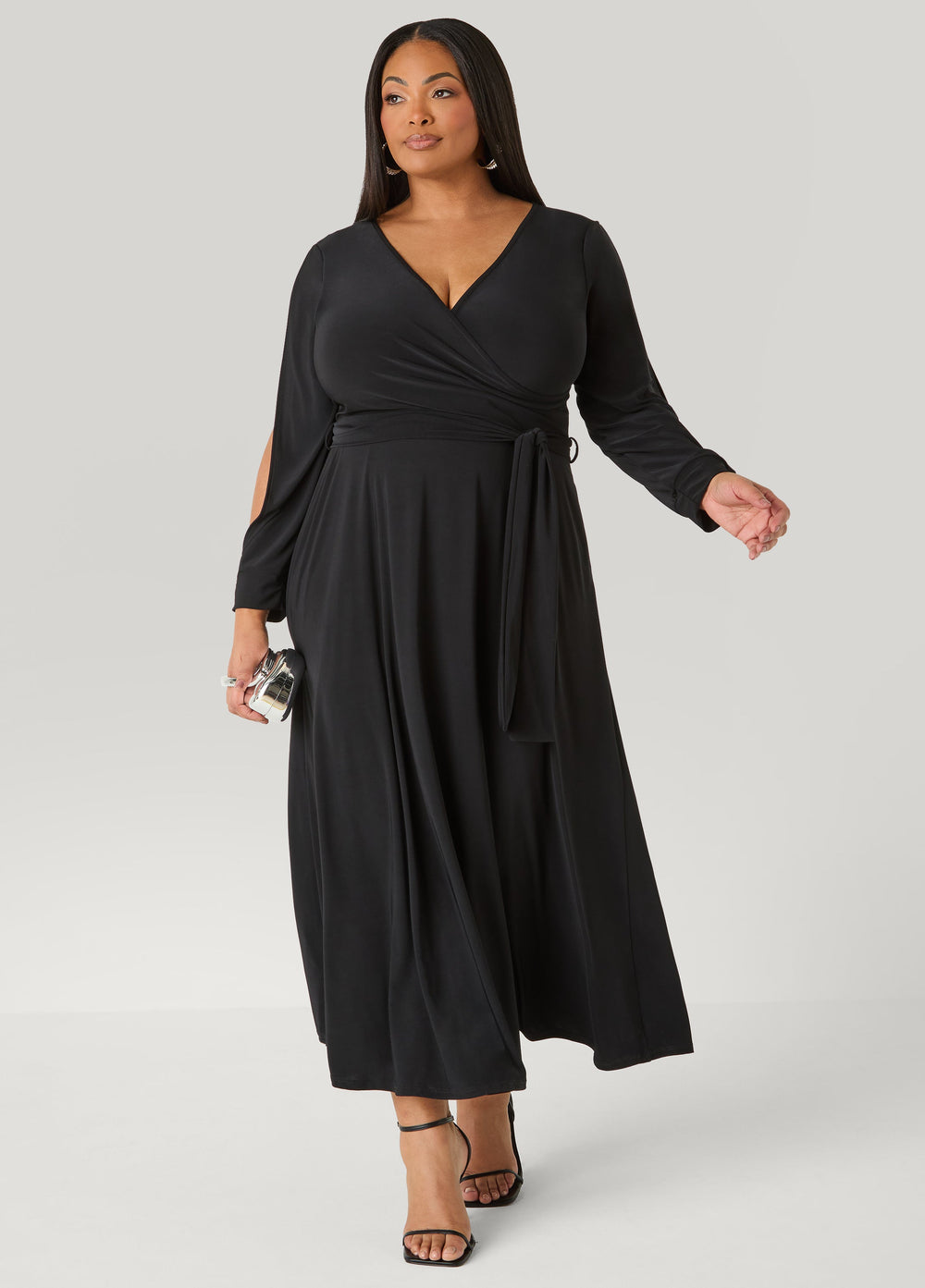 Tall Split Sleeve A Line Maxi Dress Macaw Green | Ashley Stewart