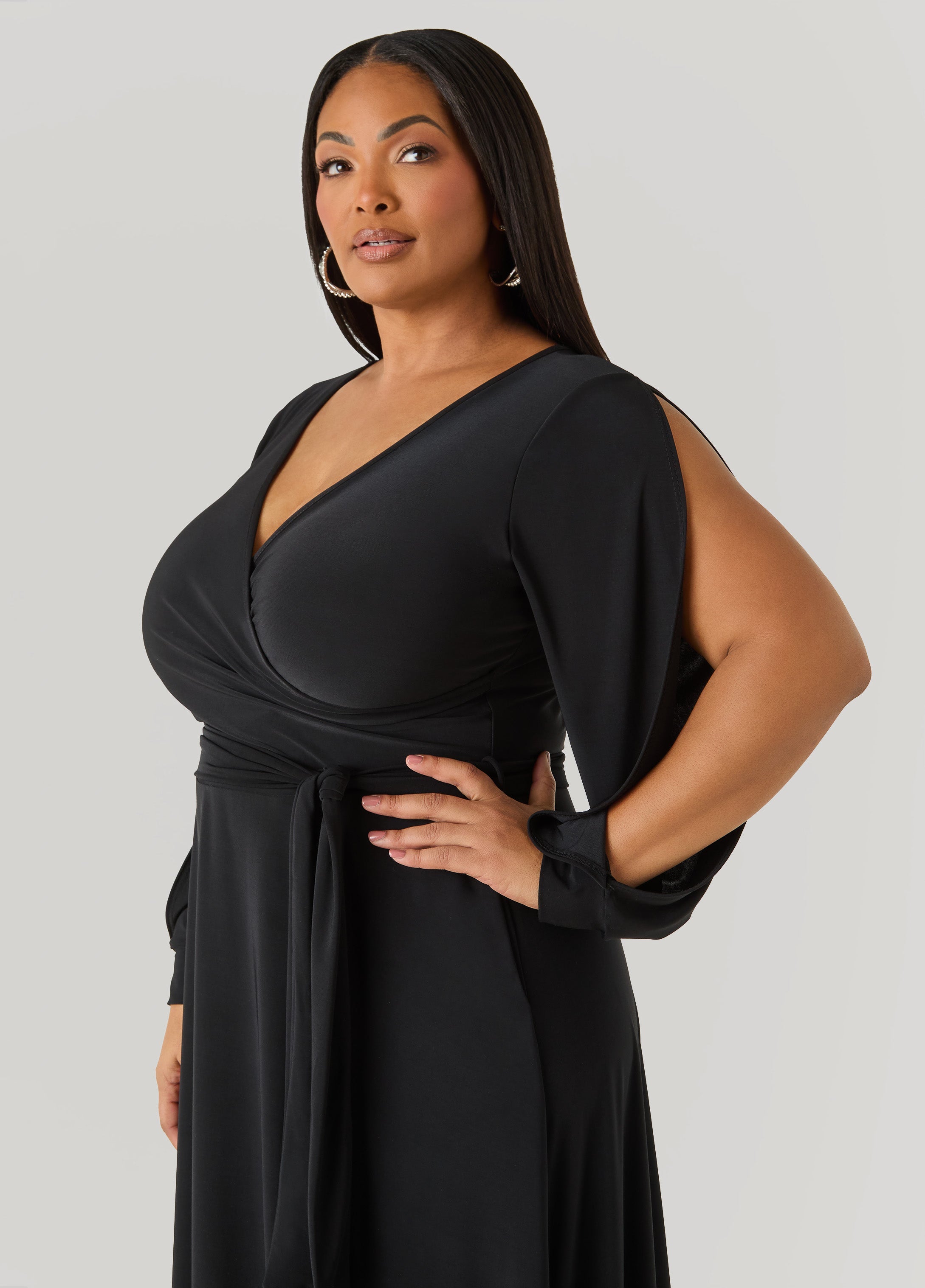 Tall Split Sleeve A Line Maxi Dress Macaw Green | Ashley Stewart