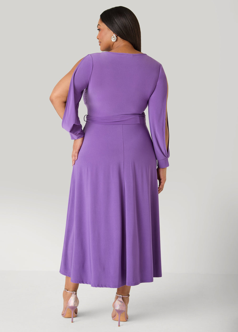 Tall Split Sleeve A Line Maxi Dress Macaw Green | Ashley Stewart