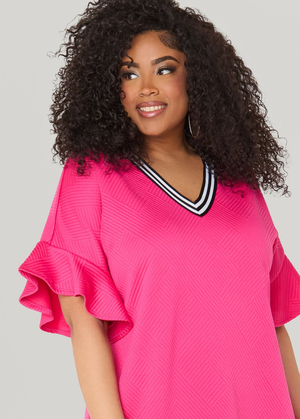 Ruffled Textured Babydoll Dress White | Ashley Stewart